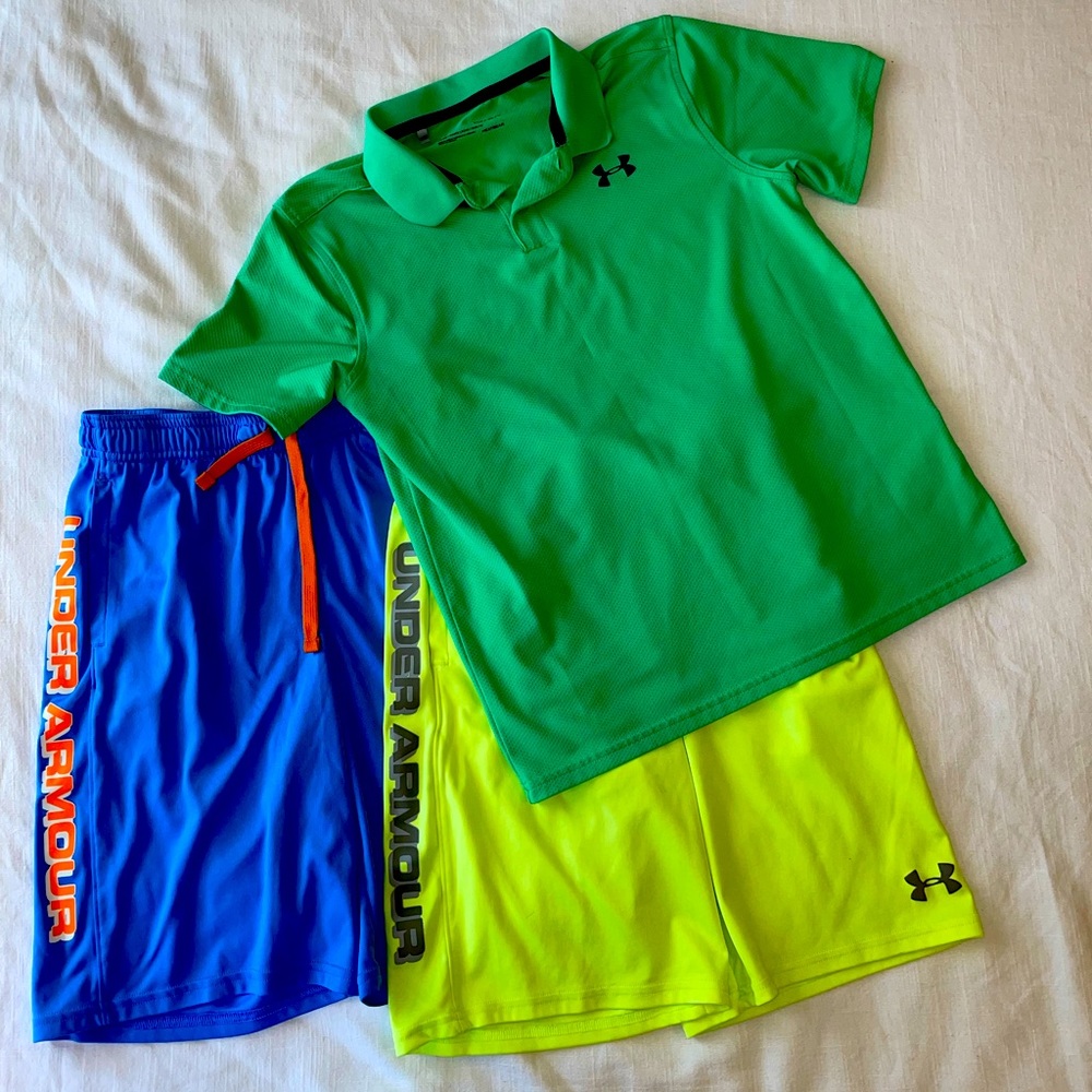 Boys Under Amour Golf Shirt and Shorts Bundle Size L